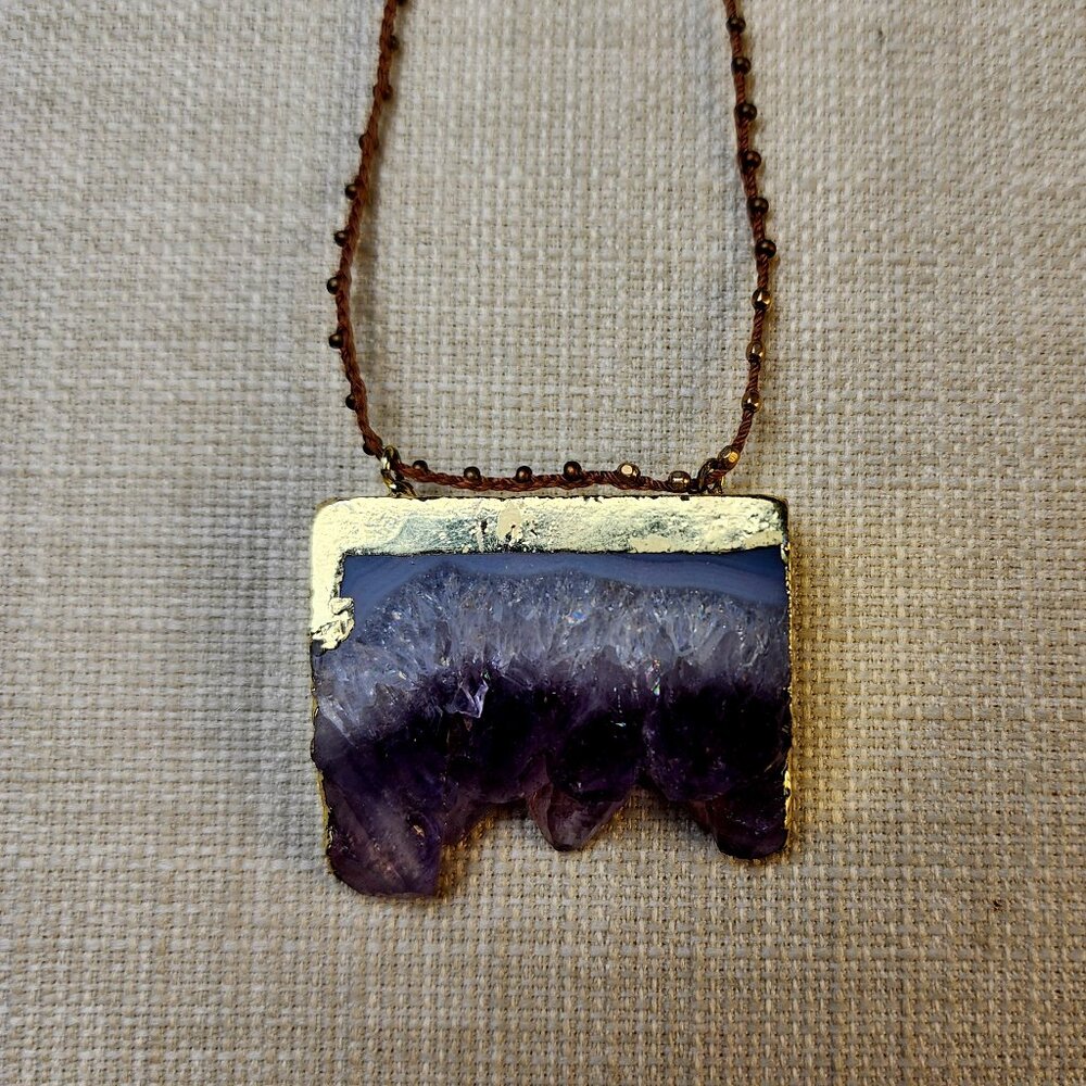 Amethyst Crystal Pendent Statement Womens Necklace